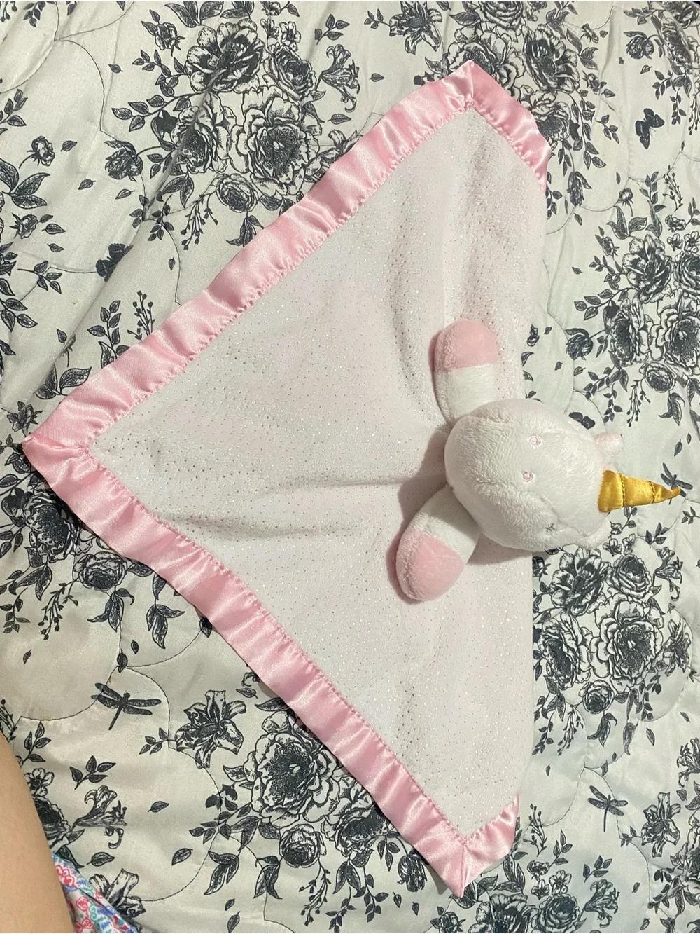 Cloud Island Pink Satin Unicorn Security Blanket and polka dot lady bug lovely